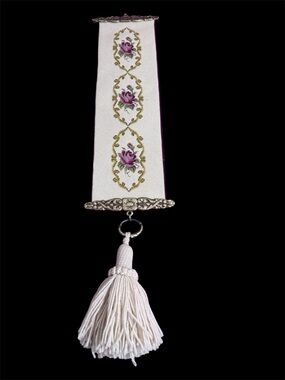 Vintage Needle Point Bell Pull Handmade 37”